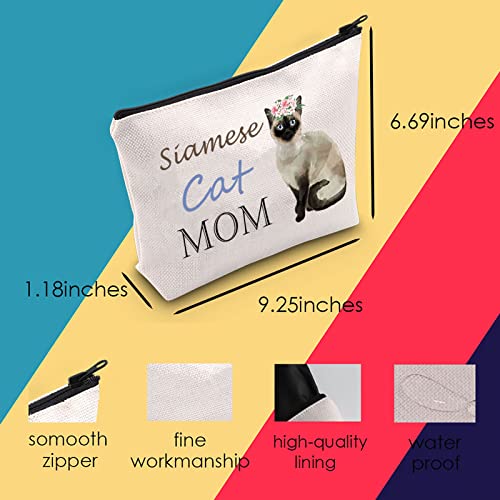 MNIGIU Siamese Cat Mom Cosmetic Bag - Cat Lover Gift with Zipper Pouch for Women & Girls - Image 3