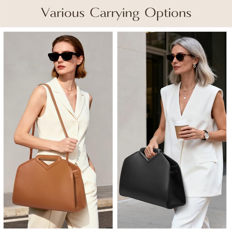 CHUNLI 16 Inch Laptop Bag for Women, Waterproof Tote Computer Bag for Work Business, PU Leather Briefcase Purses Handbag - Image 2