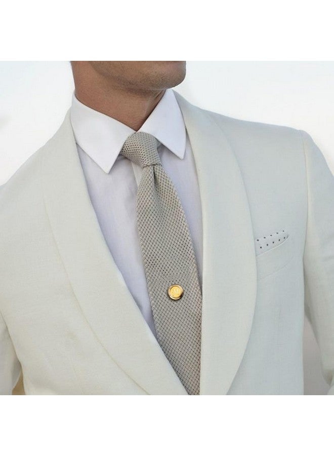 HAWSON دبابيس ربطة عنق للرجال مع سلسلة دبابيس ذهبية مستديرة لحفلات الزفاف والأعمال وأعياد الميلاد والذكرى السنوية والأحرف الأولى هدايا مشبك ربطة عنق - Image 2