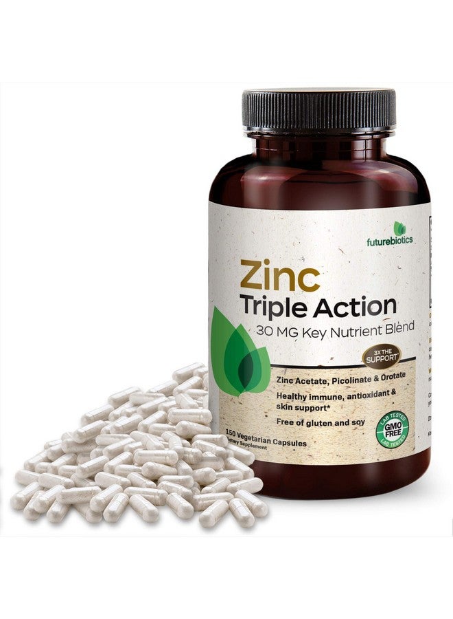Futurebiotics مكمل دعم المناعة Futurebiotics زنك ثلاثي الفعل 30 ملغ مزيج مغذي رئيسي مع أسيتات الزنك، بيكولينات وزنك وأوروات - دعم المناعة، مضاد للأكسدة وصحة الجلد - 150 كبسولة نباتية - Image 5