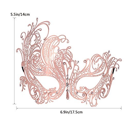 Coddsmz Couple Masquerade Mask Metal Masks Venetian Party Mask Halloween Costume Mask Mardi Gras Mask (Rose Gold+Black) - Image 2