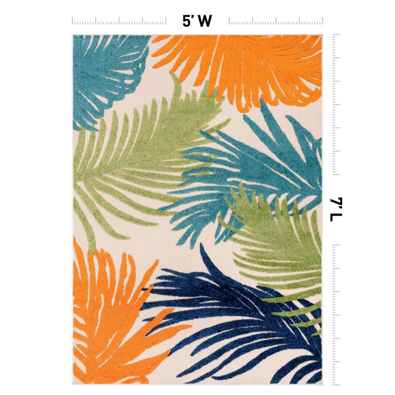 Rugshop Multi Lucca Contemporary Floral Indoor/Outdoor Area Rug Durable Polypropylene, Weather Resistant, Easy Maintenance, Perfect for Patio, Backyard, Deck and Outdoor Lounge 5' x 7' - Image 2