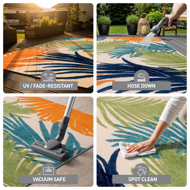 Rugshop Multi Lucca Contemporary Floral Indoor/Outdoor Area Rug Durable Polypropylene, Weather Resistant, Easy Maintenance, Perfect for Patio, Backyard, Deck and Outdoor Lounge 5' x 7' - Image 5