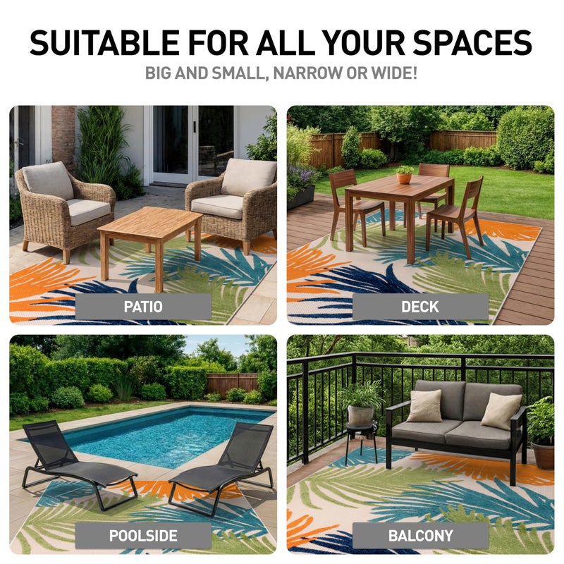 Rugshop Multi Lucca Contemporary Floral Indoor/Outdoor Area Rug Durable Polypropylene, Weather Resistant, Easy Maintenance, Perfect for Patio, Backyard, Deck and Outdoor Lounge 5' x 7' - Image 3