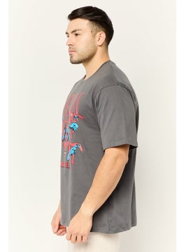 MARVEL Men Crew Neck Short Sleeves Graphic Print T-Shirt, Grey  - Image 3