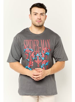 MARVEL Men Crew Neck Short Sleeves Graphic Print T-Shirt, Grey  - Image 1