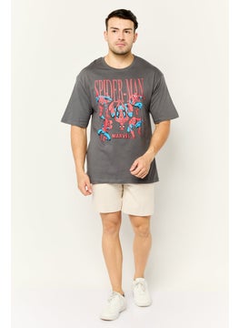 MARVEL Men Crew Neck Short Sleeves Graphic Print T-Shirt, Grey  - Image 2