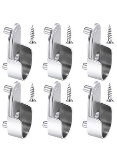 SYOSI 6 Pcs Oval Wardrobe Hanging Rails Fittings, Wardrobe Pole Fittings, Wardrobe Rod Bracket Bracket for Wardrobe Shower Curtain Closet Curtain Wardrobe Closet, Polished Chrome Finish