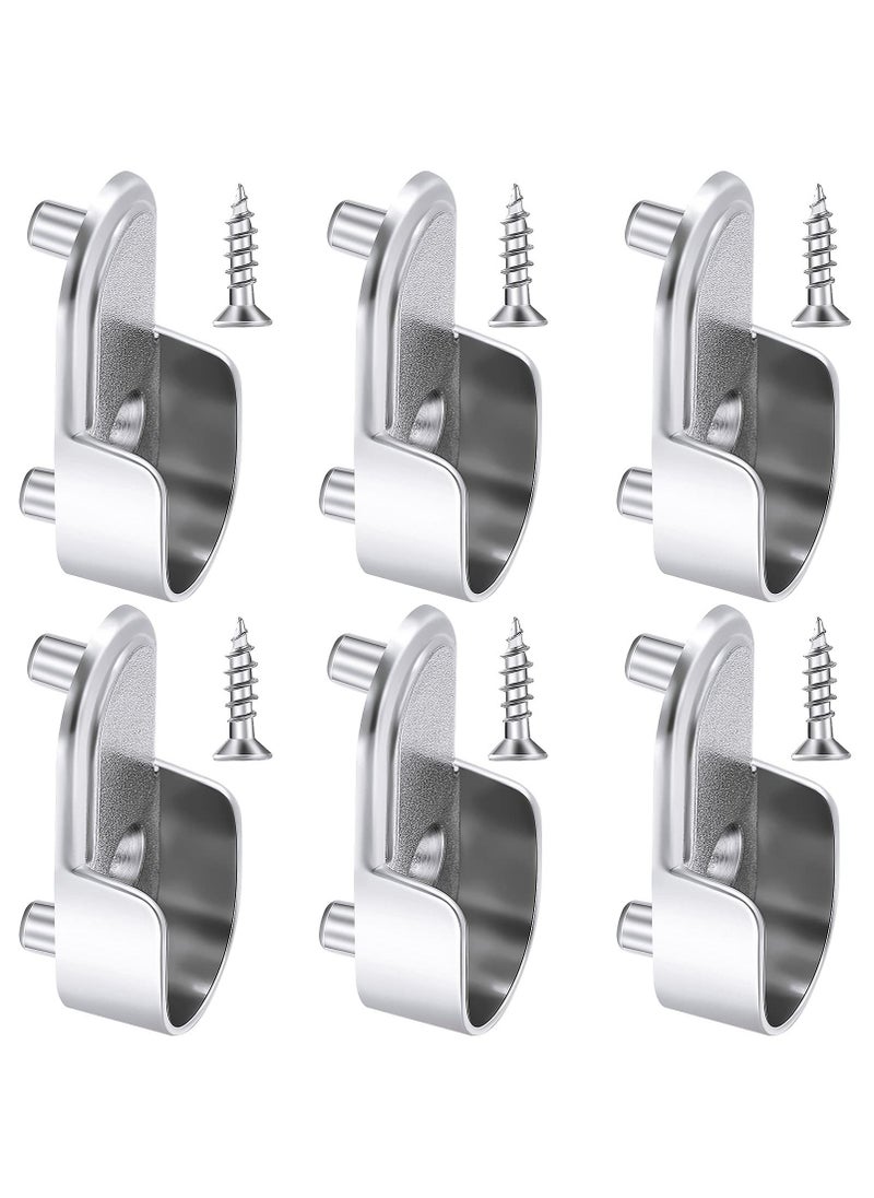 SYOSI - SYOSI 6 Pcs Oval Wardrobe Hanging Rails Fittings, Wardrobe Pole Fittings, Wardrobe Rod Bracket Bracket for Wardrobe Shower Curtain Closet Curtain Wardrobe Closet, Polished Chrome Finish - Image 1