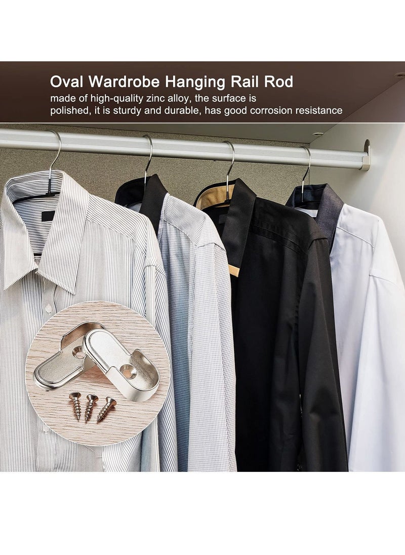 SYOSI - SYOSI 6 Pcs Oval Wardrobe Hanging Rails Fittings, Wardrobe Pole Fittings, Wardrobe Rod Bracket Bracket for Wardrobe Shower Curtain Closet Curtain Wardrobe Closet, Polished Chrome Finish - Image 1