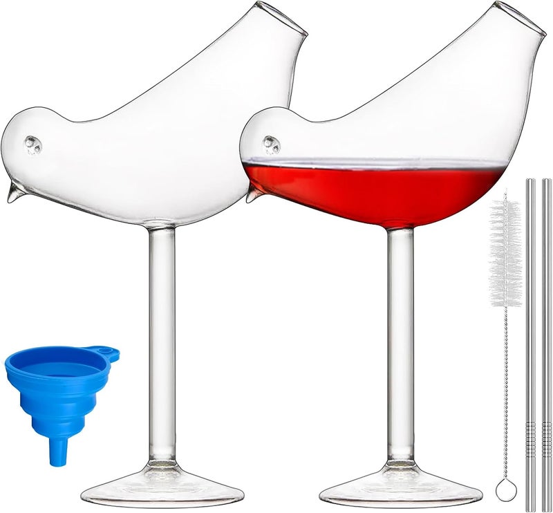 SuproBarware Cocktail Glass - Bird Glass Clear Wine Glasses Set of 2 Goblet Beverage Glass 5 Ounce for Party Wedding - Image 1