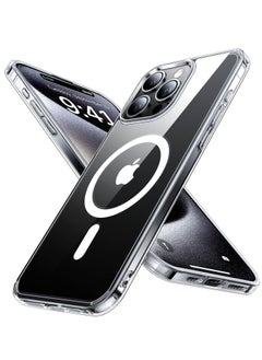 Magnetic Clear Back Designed for iPhone 15 Pro Max Clear Phone Case Compatible with Magsafe, Slim Protective Cover