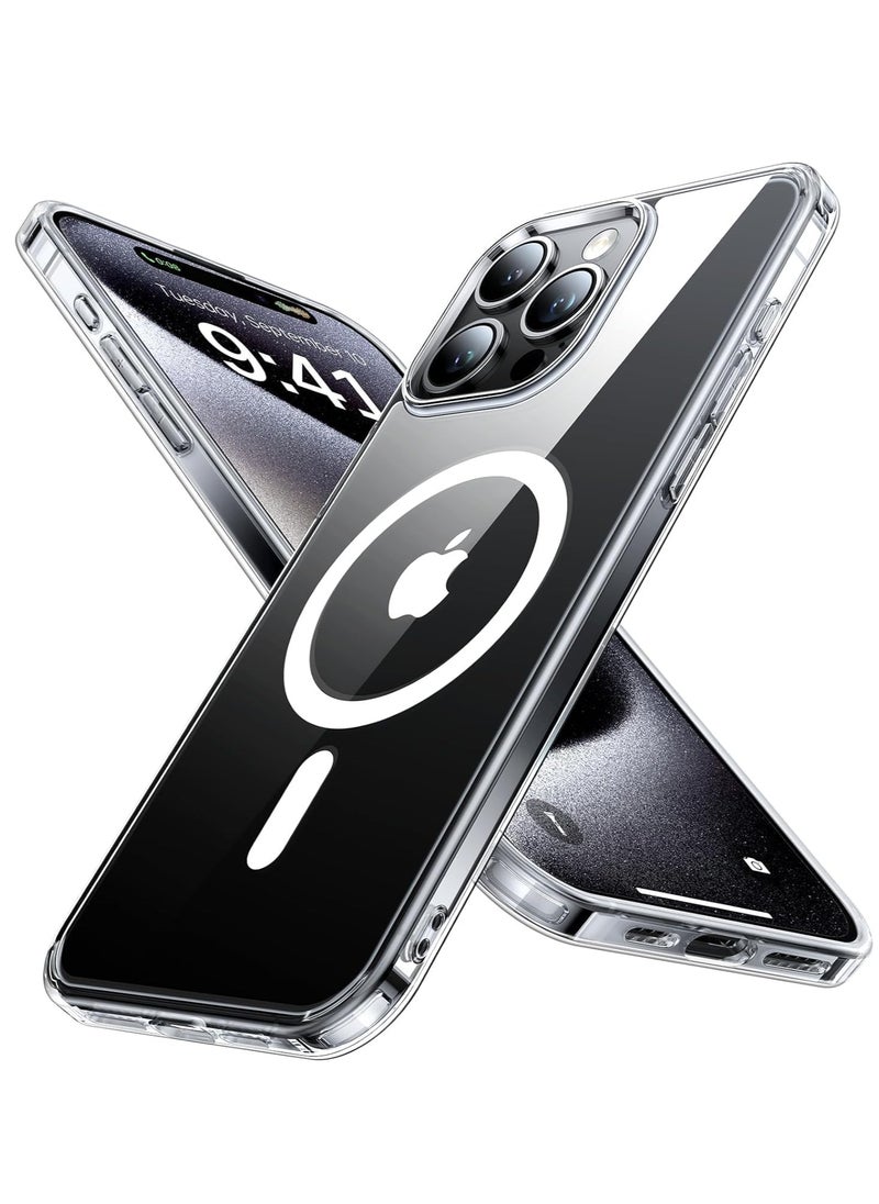 MIGOFAST - Magnetic Clear Back Designed for iPhone 15 Pro Max Clear Phone Case Compatible with Magsafe, Slim Protective Cover - Image 1