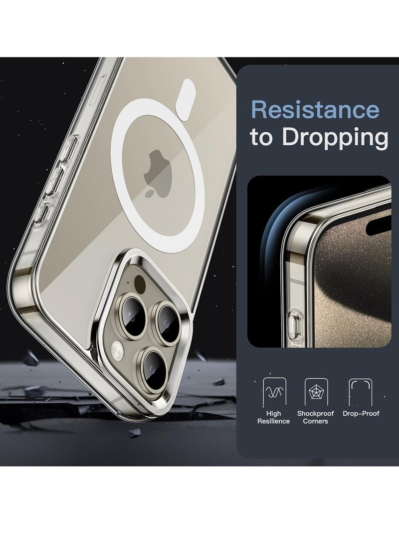 MIGOFAST - Magnetic Clear Back Designed for iPhone 15 Pro Max Clear Phone Case Compatible with Magsafe, Slim Protective Cover - Image 1