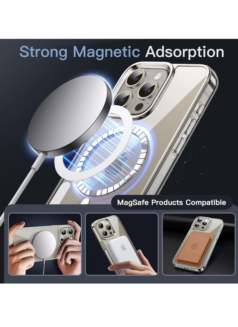 MIGOFAST - Magnetic Clear Back Designed for iPhone 15 Pro Max Clear Phone Case Compatible with Magsafe, Slim Protective Cover - Image 1