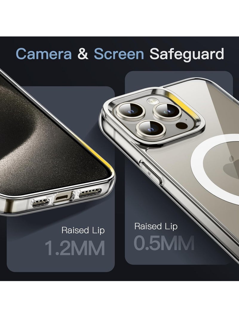 MIGOFAST - Magnetic Clear Back Designed for iPhone 15 Pro Max Clear Phone Case Compatible with Magsafe, Slim Protective Cover - Image 1