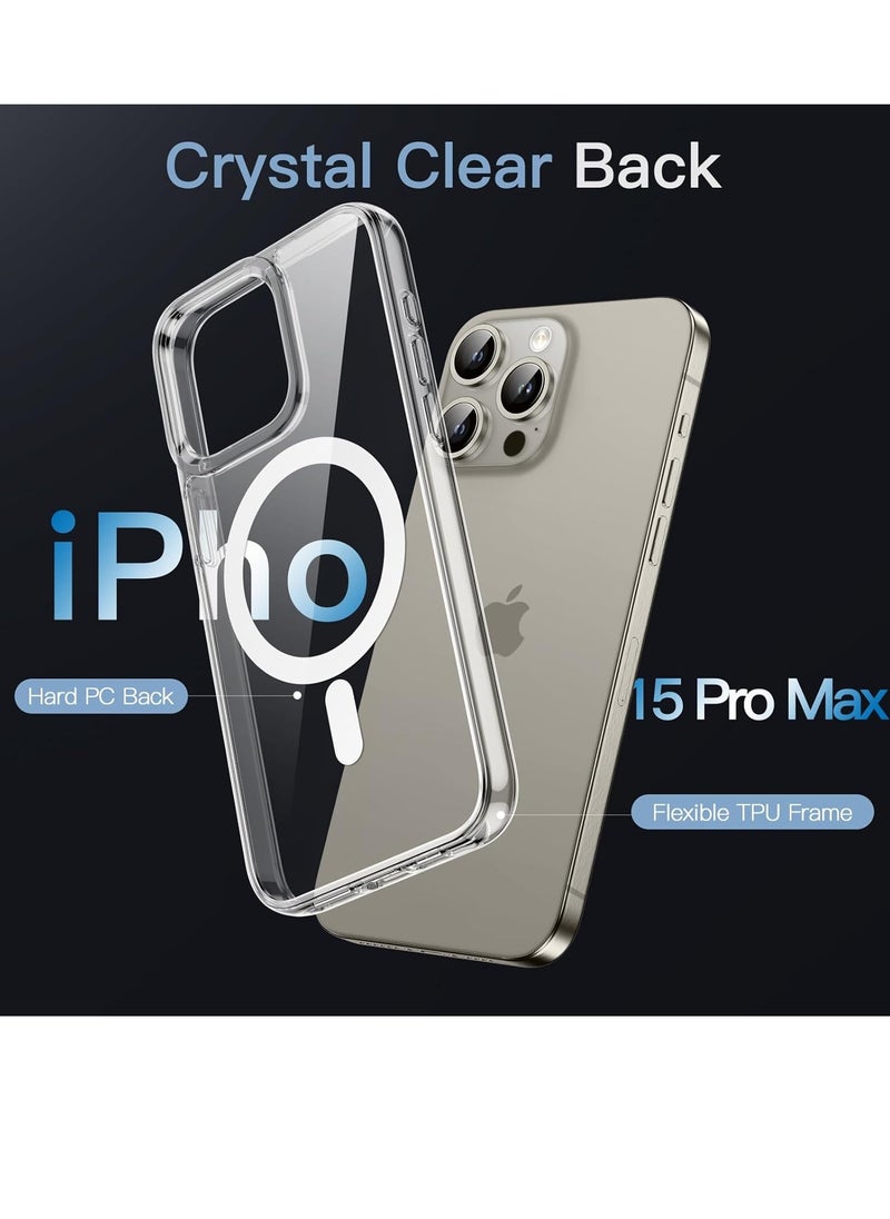 MIGOFAST - Magnetic Clear Back Designed for iPhone 15 Pro Max Clear Phone Case Compatible with Magsafe, Slim Protective Cover - Image 1