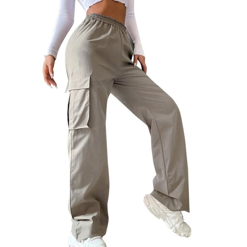 No Belt Trousers High Waist Season Wide Leg Pants Straight Tube Loose Elegant Commuter Pants Casual Pants - Image 1