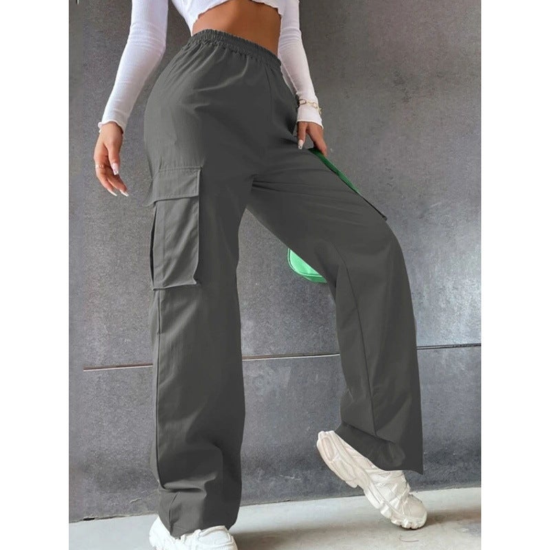 No Belt Trousers High Waist Season Wide Leg Pants Straight Tube Loose Elegant Commuter Pants Casual Pants - Image 3