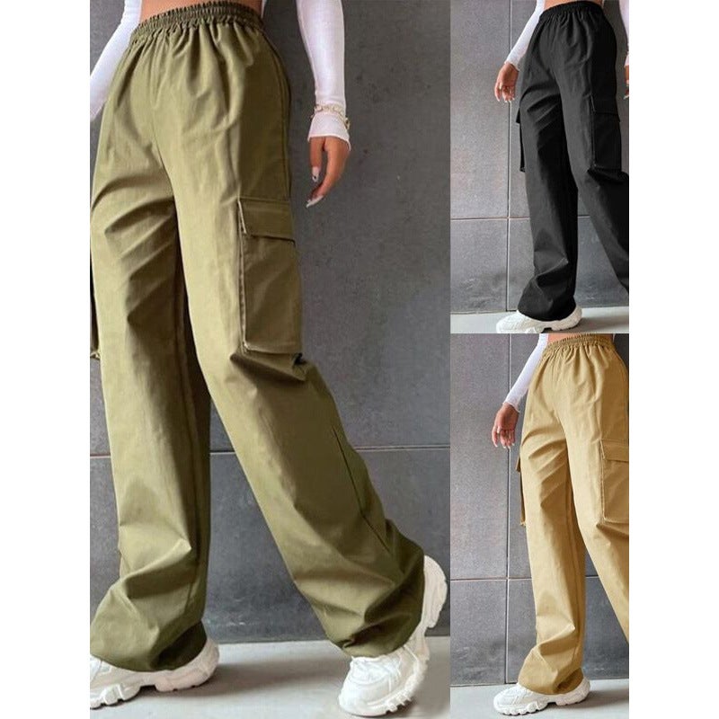 No Belt Trousers High Waist Season Wide Leg Pants Straight Tube Loose Elegant Commuter Pants Casual Pants - Image 2