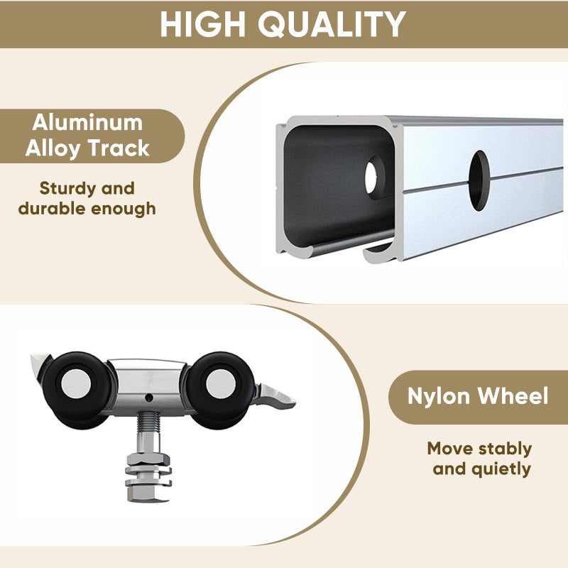 JUBEST 8FT Barn Door Sliding Hardware Track Kit, Aluminium Alloy Box Rail Hardware for Classic Modern Interior Single Wooden Door,Low Clearance - Image 3