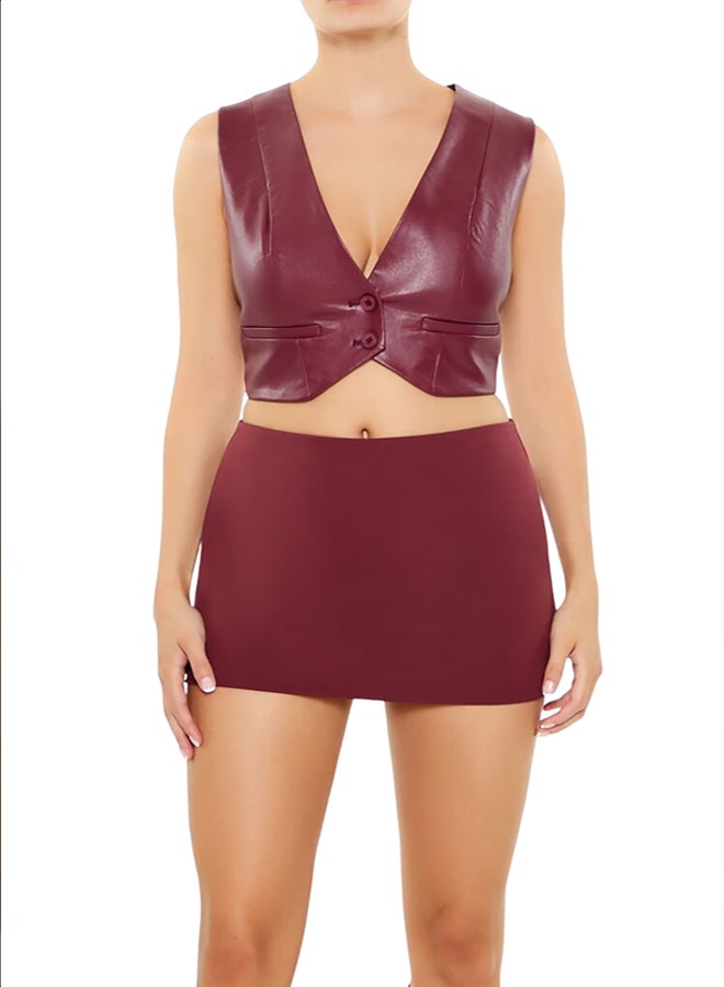 FOREVER 21 Faux Leather Cropped Vest  - Image 1