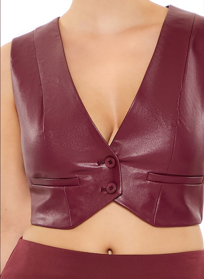FOREVER 21 Faux Leather Cropped Vest  - Image 3