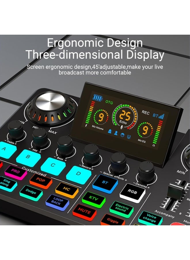 Audio Mixer Live Sound Card with DJ Effects, Voice Changer, Noise Reduction, RGB Sound Board, Mic EQ Control, Reverb Effects, Karaoke Mixer for Live Streaming, Podcast, Gaming, Recording, Mobile Phone - Image 5