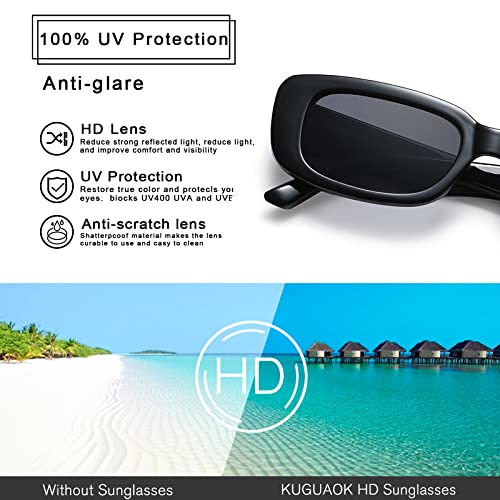 KUGUAOK Retro Rectangle Sunglasses Women and Men Vintage Small Square Sun Glasses UV Protection Glasse - Image 4