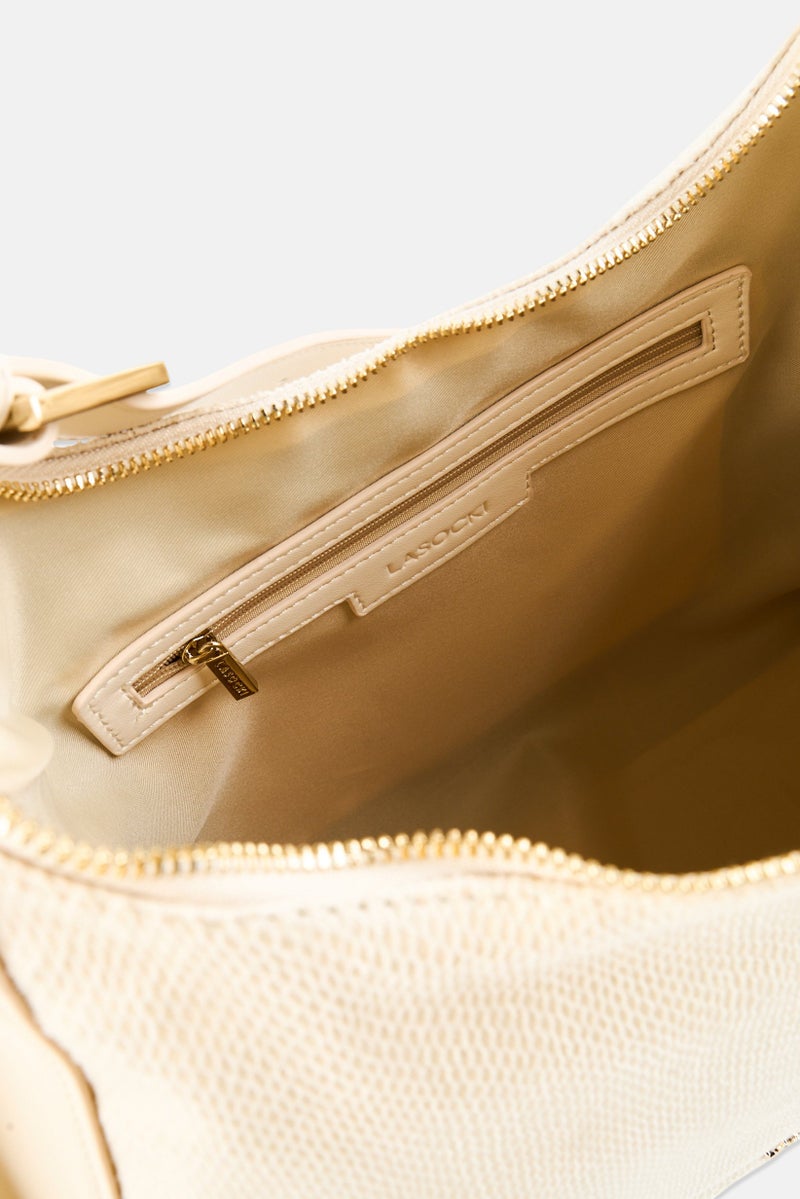 Lasocki Women Brand Logo Shoulder Bag, Ivory - Image 4