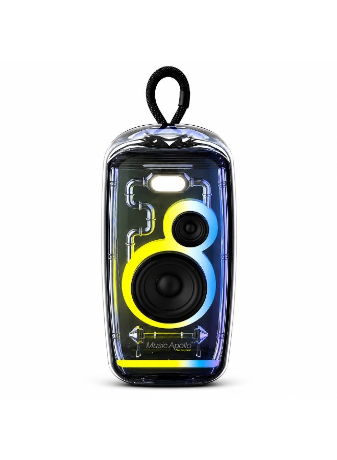 Music Apollo A13 Portable Bluetooth Speaker with RGB LED Lights, IPX5 Waterproof Wireless Party Bass Speaker, 20W Powerful Stereo Sound, 3000mAh Battery, 10m Wireless Range, Portable Outdoor Speaker - Image 4