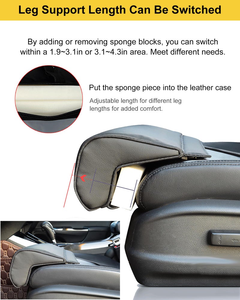 Car Seat Extender Leg Support, Upgraded Car Driver Seat Leg Support Extender - Heighten & Lengthen, Universal Car Leg Extender Pillow for Cars Buses Trains Office Home (Large) - Image 4