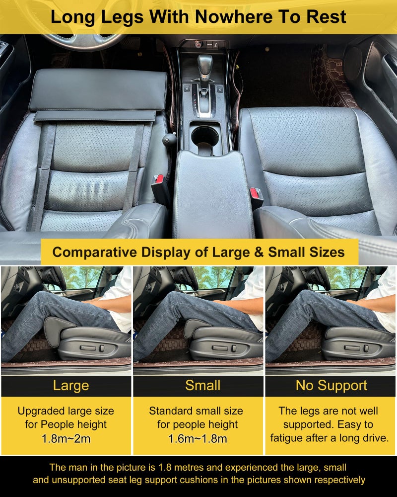 Car Seat Extender Leg Support, Upgraded Car Driver Seat Leg Support Extender - Heighten & Lengthen, Universal Car Leg Extender Pillow for Cars Buses Trains Office Home (Large) - Image 2