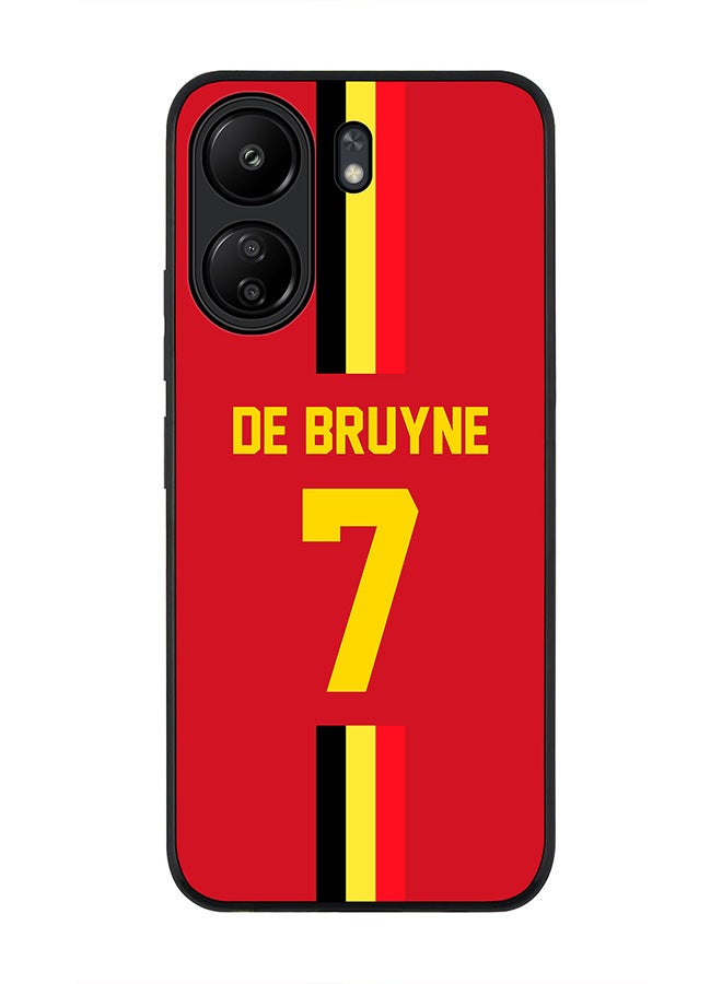 Stylizedd Rugged Black edge case for Xiaomi Poco C65, Slim fit Soft Case Flexible Thin Cover- Football Team-Belgium, Player Name-De Bruyne - Image 1