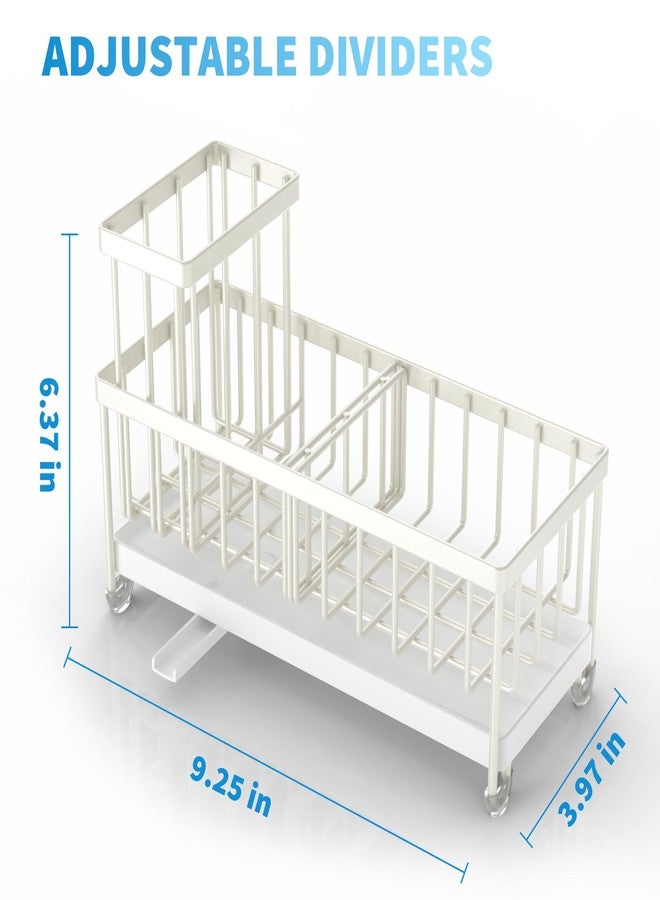 Cisily Cream Sponge Holder for Kitchen Sink, Sink Caddy Organizer with High Brush Holder, Kitchen Countertop Organizers and Storage Essentials, Rustproof 304 Stainless Steel, Soap Dispenser Organize - Image 2