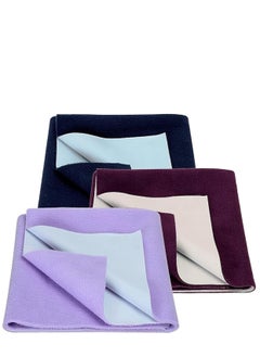 VOIDROP Baby New Born Combo Waterproof Bed Sheet-set of 3 Incontinence Bed Protector Washable Crib Mattress Sheets for Baby Toddlers Children Adults Pets Blue purple red Cotton Microfiber Fabric
