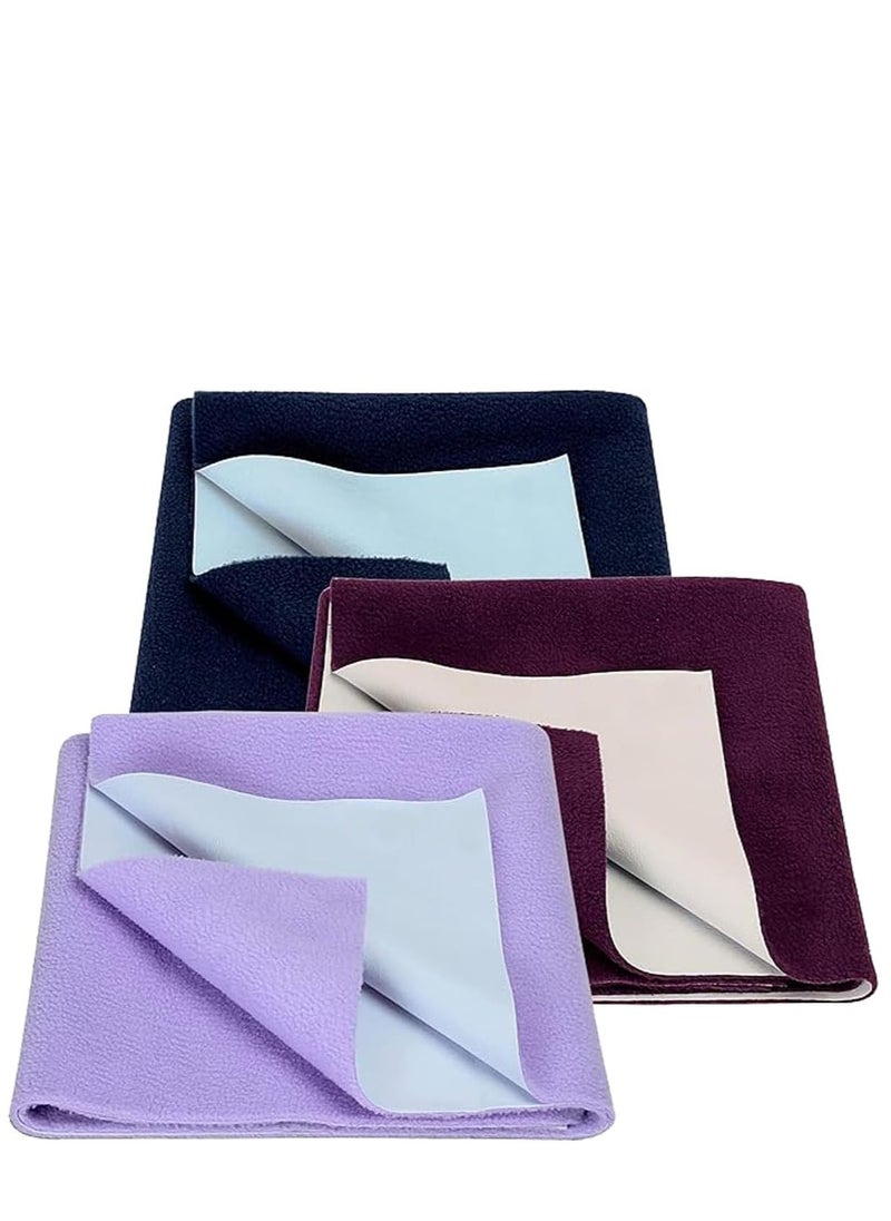 VoiDrop - VOIDROP Baby New Born Combo Waterproof Bed Sheet-set of 3 Incontinence Bed Protector Washable Crib Mattress Sheets for Baby Toddlers Children Adults Pets Blue purple red Cotton Microfiber Fabric - Image 1
