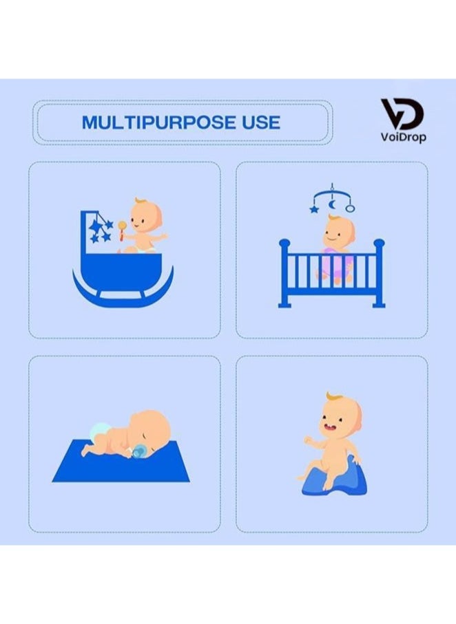 VoiDrop - VOIDROP Baby New Born Combo Waterproof Bed Sheet-set of 3 Incontinence Bed Protector Washable Crib Mattress Sheets for Baby Toddlers Children Adults Pets Blue purple red Cotton Microfiber Fabric - Image 1