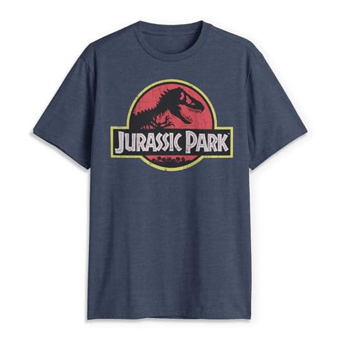 Jurassic Park Men's Classic Movie Logo T-Shirt, Jurassic World Vintage Inspired Shirt, Navy Heather, 5X-Large - Image 5