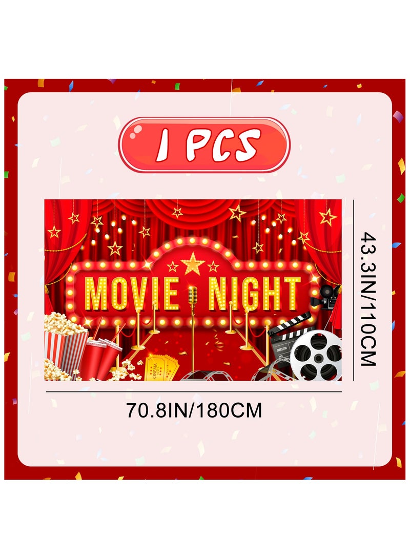 Movie Night Party Backdrop Decoration, Moive Night Photography Background for Movie Night Decorations Photo Booth Props(Size: 180cm×110cm/70.8"× 43.3")