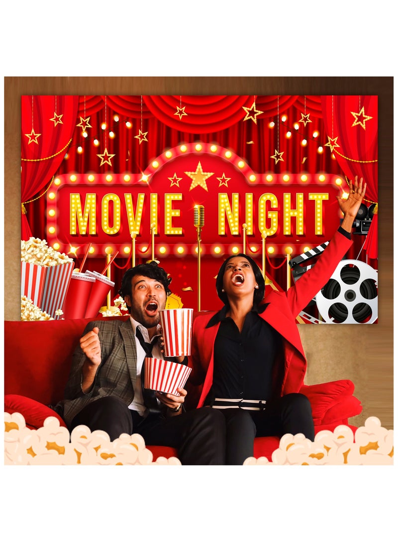 Movie Night Party Backdrop Decoration, Moive Night Photography Background for Movie Night Decorations Photo Booth Props(Size: 180cm×110cm/70.8"× 43.3")