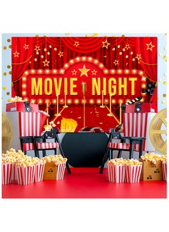 FRUITFUL PARTY Movie Night Party Backdrop Decoration, Moive Night Photography Background for Movie Night Decorations Photo Booth Props(Size: 180cm×110cm/70.8"× 43.3")  - Image 5