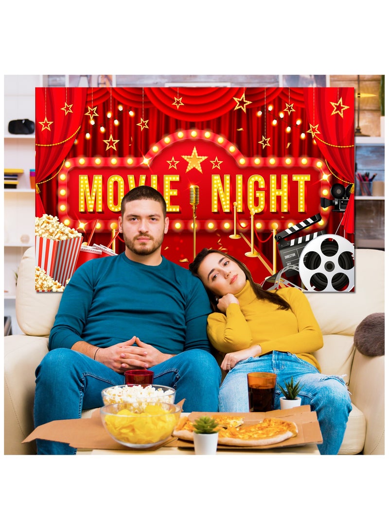 Movie Night Party Backdrop Decoration, Moive Night Photography Background for Movie Night Decorations Photo Booth Props(Size: 180cm×110cm/70.8"× 43.3")