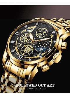 FNGEEN FNGEEN Men's Quartz Watch, Skeleton Design, Waterproof, Multi-Function Wristwatch with 42mm Dial and Metal Case  - Image 3