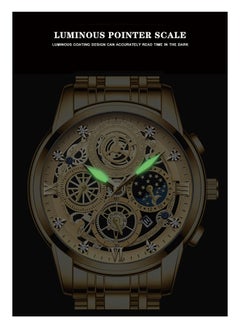 FNGEEN FNGEEN Men's Quartz Watch, Skeleton Design, Waterproof, Multi-Function Wristwatch with 42mm Dial and Metal Case  - Image 4