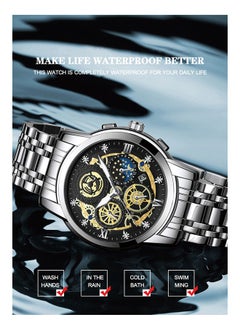 FNGEEN FNGEEN Men's Quartz Watch, Skeleton Design, Waterproof, Multi-Function Wristwatch with 42mm Dial and Metal Case  - Image 5