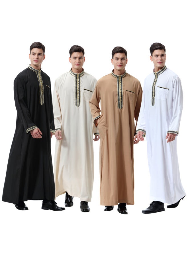 عباية - ثوب عربي رجالي - بيج - ملابس تقليدية، ملابس إسلامية، عباءة دبي، قفطان، جبة - Image 2