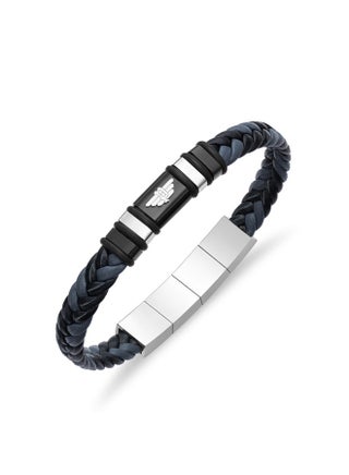 POLICE Weavebreaker Bracelet - Dual-Color Braided Leather with Black Wing Logo Plaque & P Logo Closure - Bold Men's Style - pzsku/Z9D9BD96952C10242A8F4Z/45/_/1740485218/cf740008-20b7-4d99-a32e-9ae5477699c1