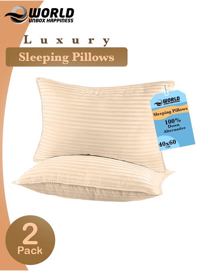 Eworld Pack of 2 Premium Down Alternative Filled Bed Pillows, Featuring Breathable Cover, Microfiber Filling and Plush Bounce-Back Design, Hypoallergenic and Luxurious Hotel Quality Pillow Set, Available in Elegant Color Options  - Image 1