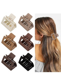 cobinaan Medium Claw Hair Clips for Women Girls, 2" Matte Rectangle Small Hair Claw Clips for Thin/Medium Thick Hair, Hair Jaw Clips Nonslip Clips (Warm color)  - Image 2
